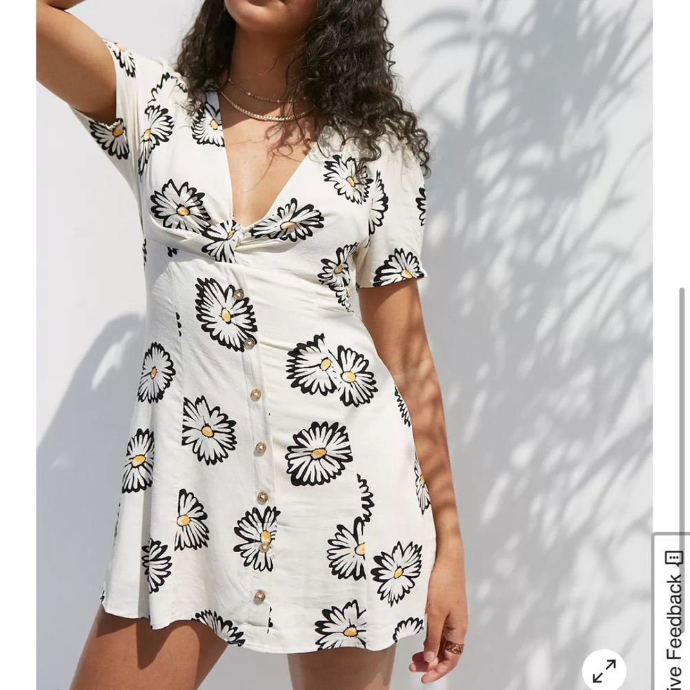 Urban Outfitters White Floral Print Blouse